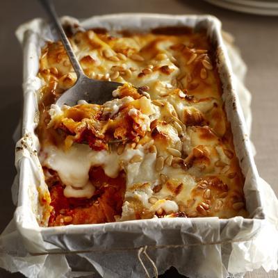 lasagna with pumpkin and goat cheese