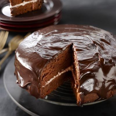 chocolate cake with creamy cranberry filling