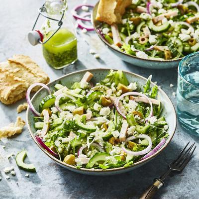 cucumber salad with chicken and feta