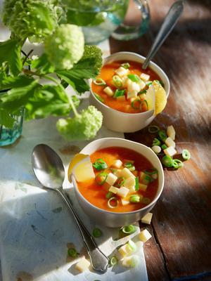 carrot soup with horseradish and young cheese