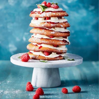 egg-cake with raspberries