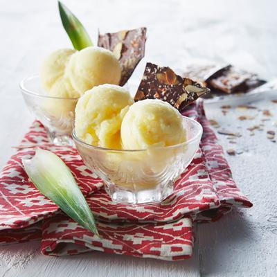 pineapple sorbet and spicy chocolate