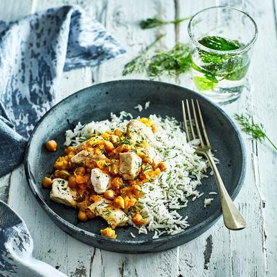 chicken with rice and chickpeas
