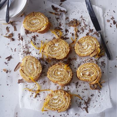 swiss roll with carrot and creamy orange filling