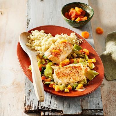 cod with leek and apricots