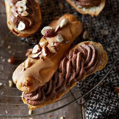 eclairs with chocolate hazelnut filling