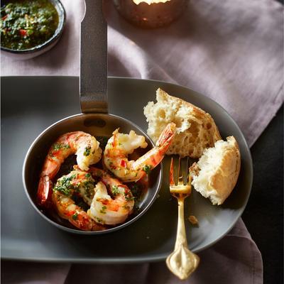 shrimp with coriander mint salsa