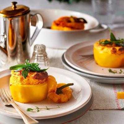 pumpkin souffle with fried thyme