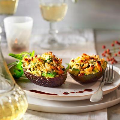 gratinated avocado with blue cheese