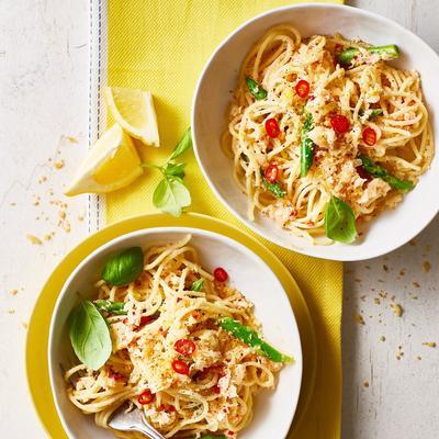 spaghetti with lemon and crab