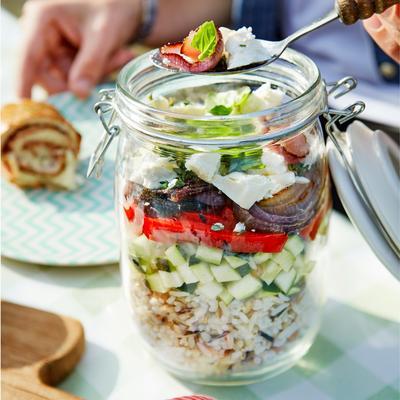 Mediterranean rice salad with feta