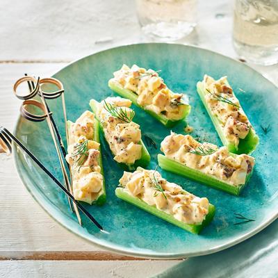 ribbed celery with egg salad