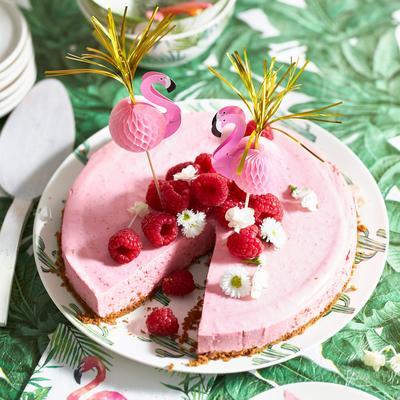 flamingo-raspberry cheesecake