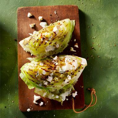 iceberg lettuce from the barbecue with feta