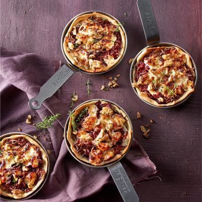 red cabbage pie with apple and walnuts