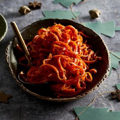 carrot spaghetti with garlic oil
