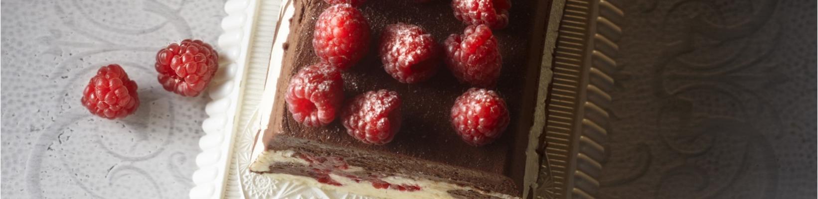 chocolate terrine with raspberries