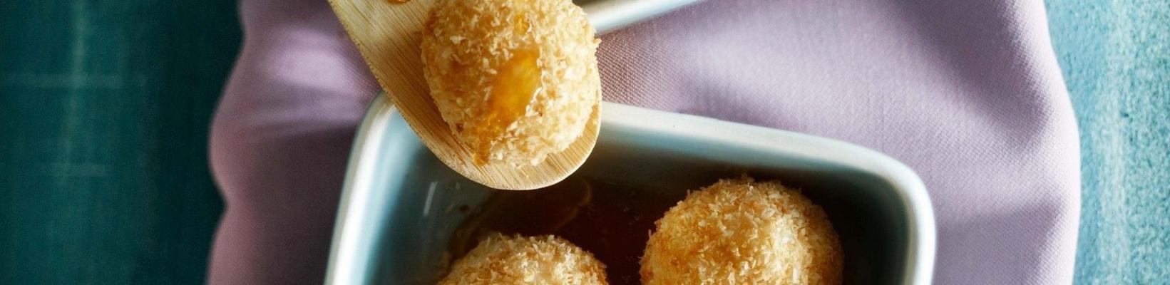coconut rice balls with lime sauce