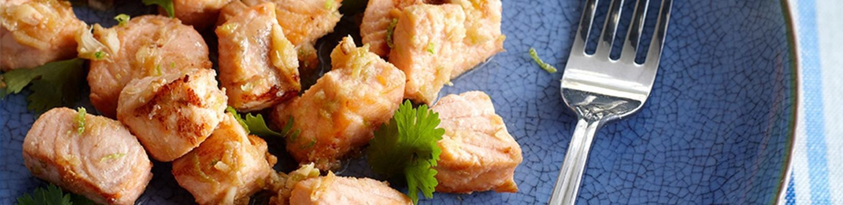 stir-fried salmon with lime and ginger