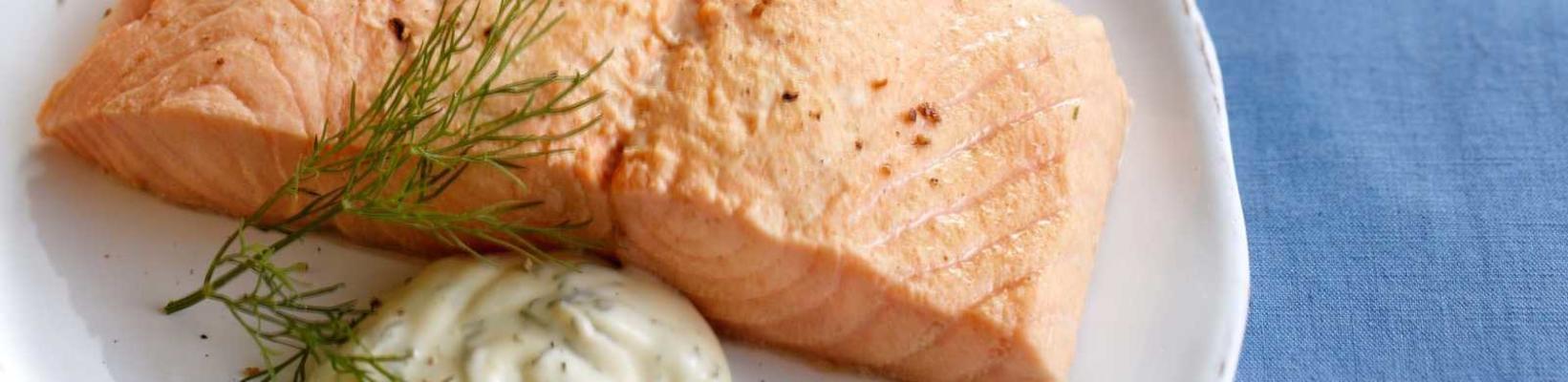 poached salmon with dill mayonnaise