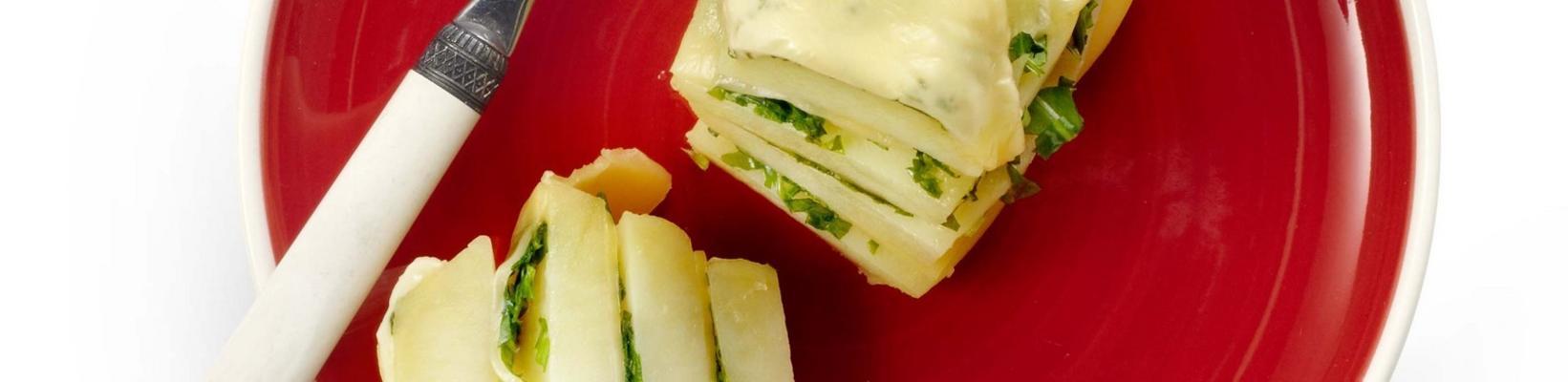 potato turret with farmhouse cheese and celery