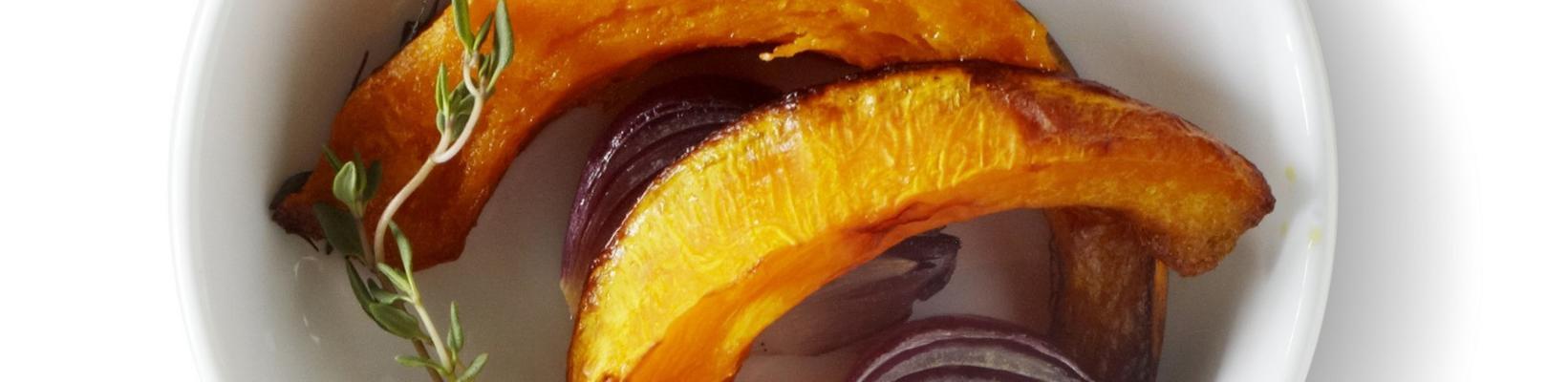 roasted pumpkin with red onion
