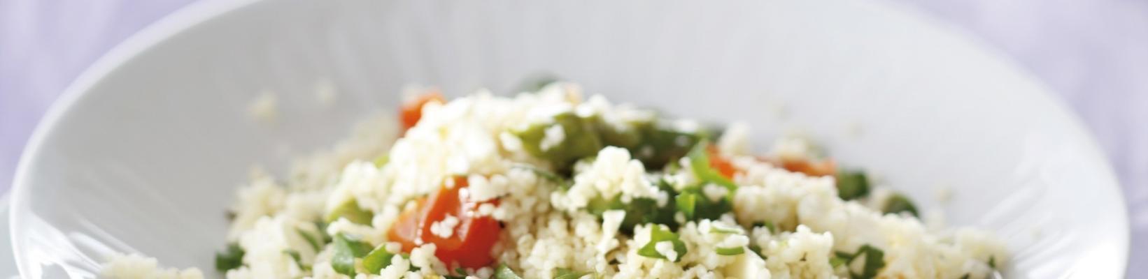 couscous with green asparagus and feta