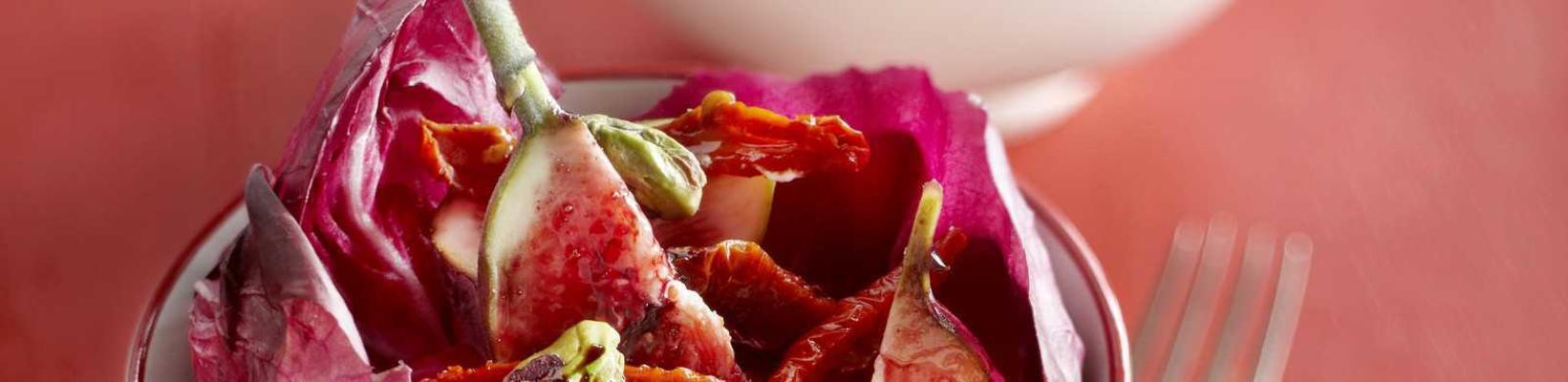 radicchio with ricotta, figs and pistachios