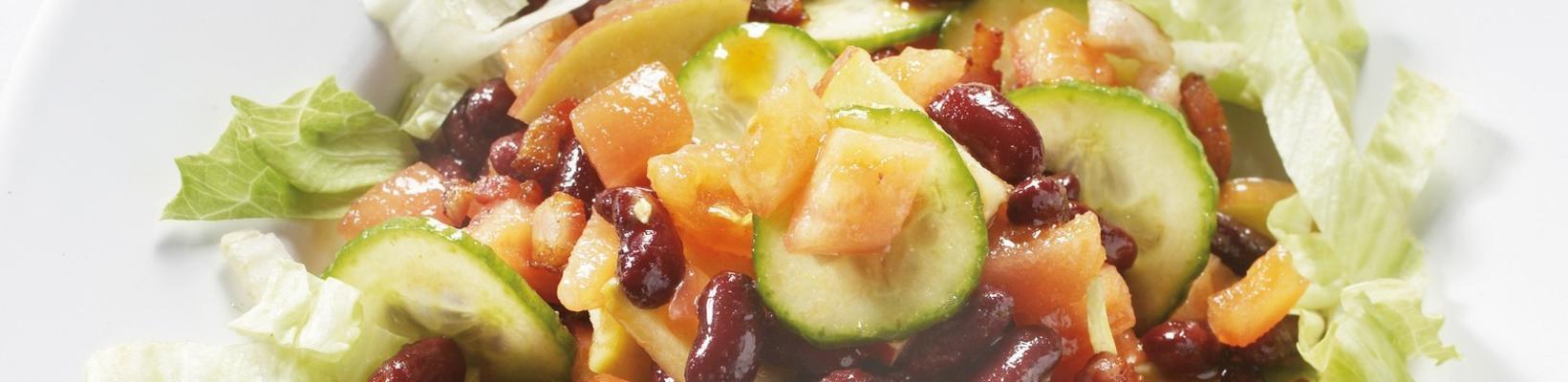 cucumber salad with bacon and beans