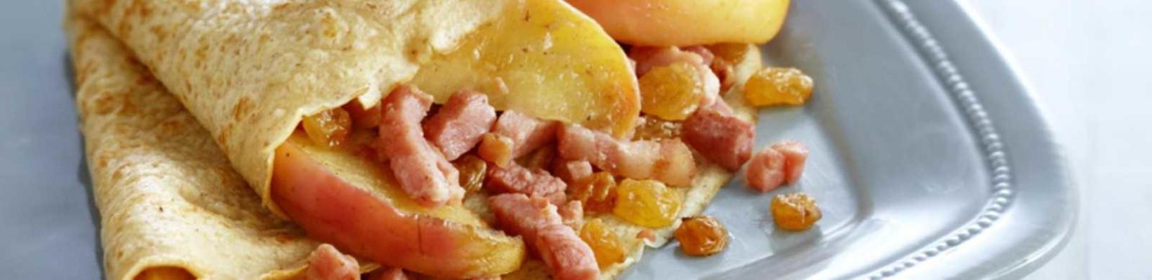 pancake filled with bacon and apple