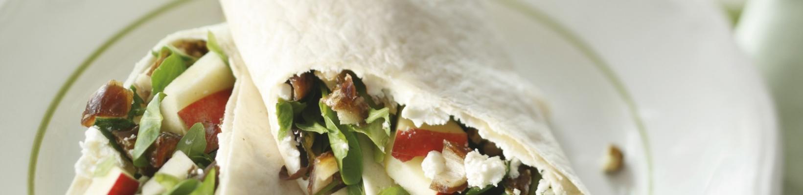 vegawrap with goat cheese and herb salad