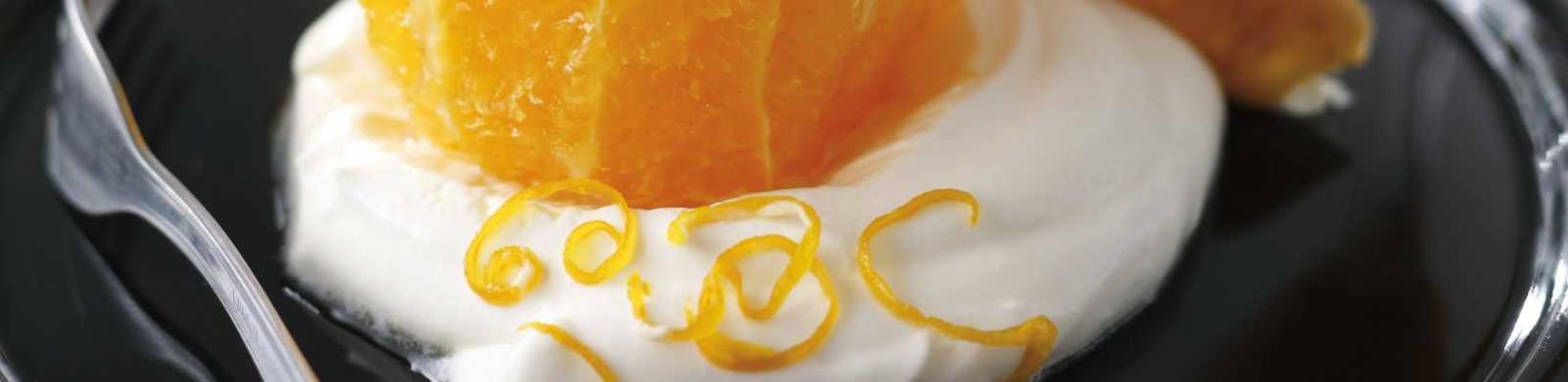 caramel oranges with orange cream