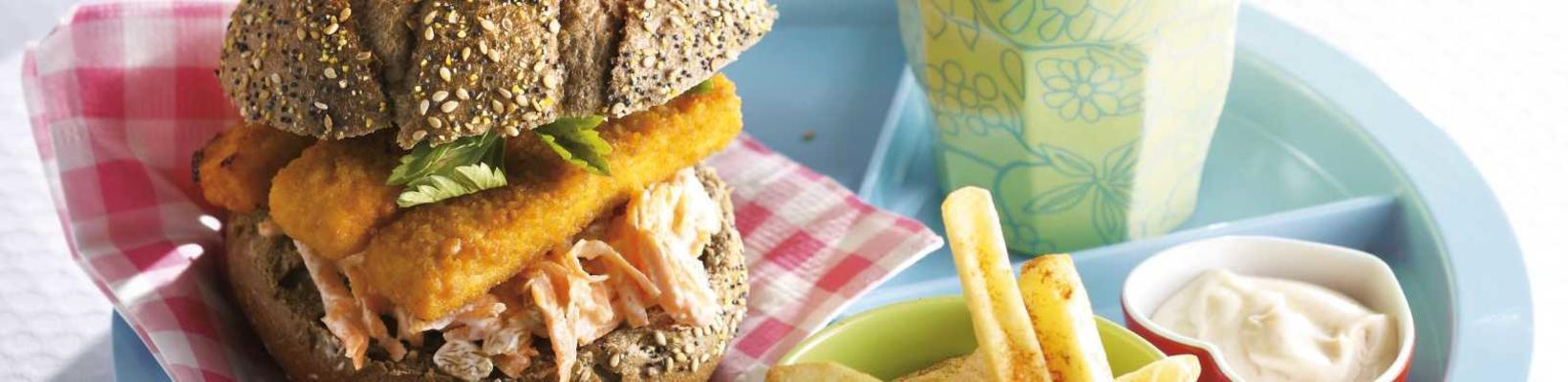 fish burger with carrot vermicelli
