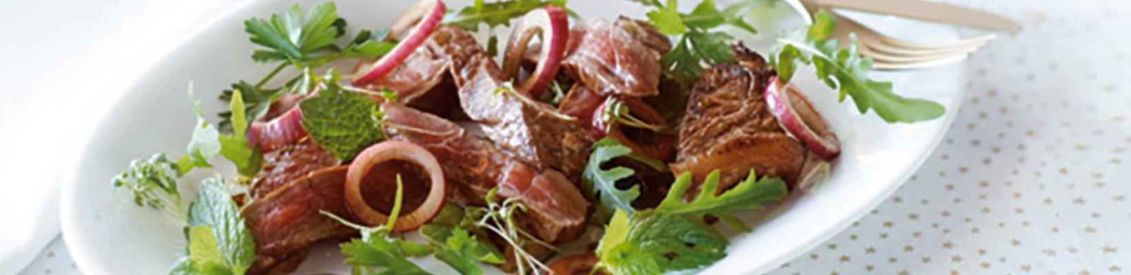 roasted sirloin steak with herb salad