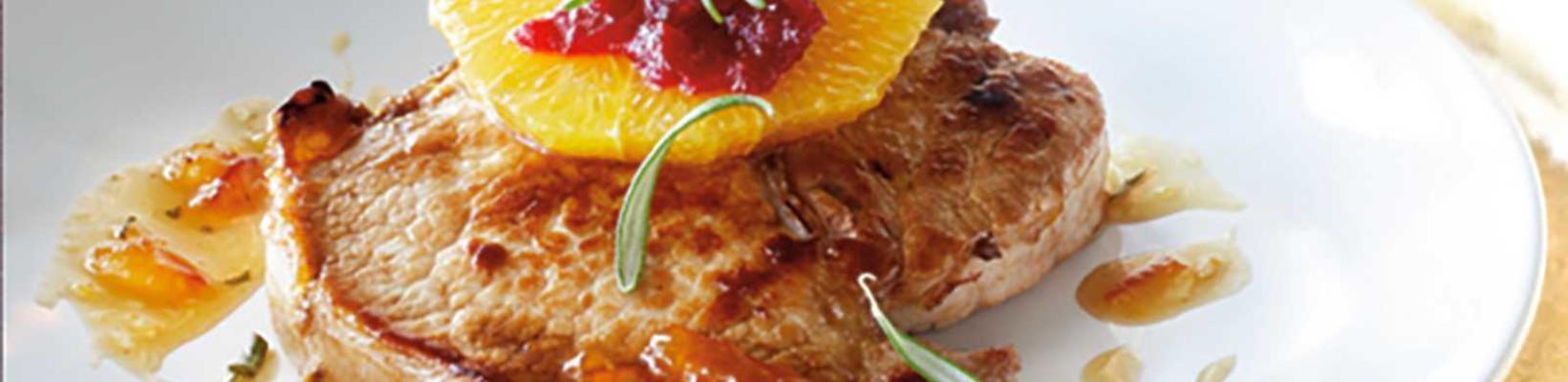 hare chop with orange and cranberries