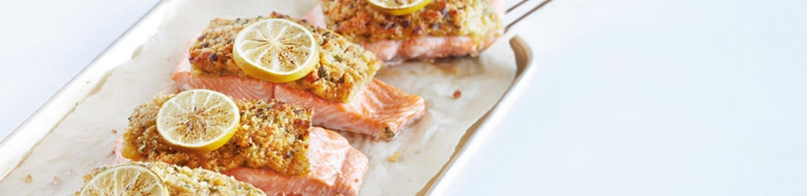 salmon with chive-mustard panade