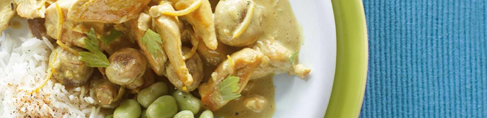 chicken stewed in white wine with orange and celery