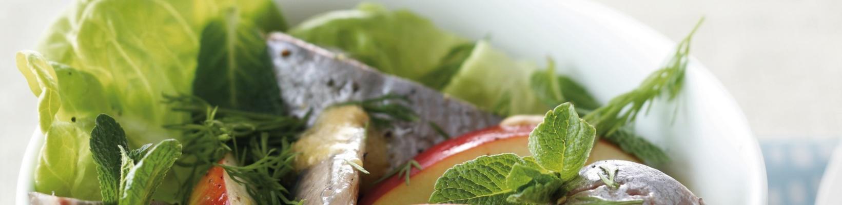 herring salad with apple, mint and mustard dressing