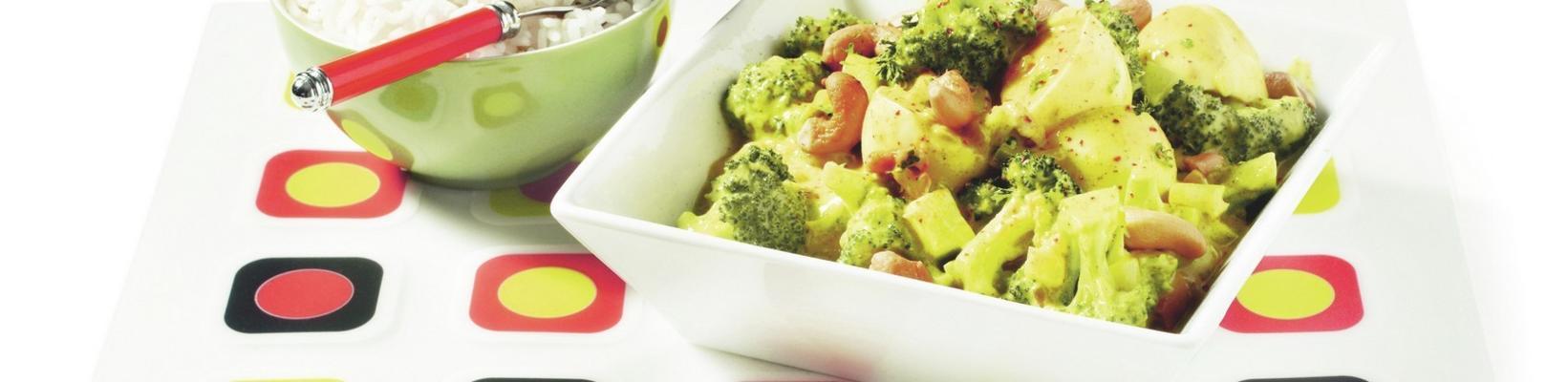 curry of egg and broccoli with rice