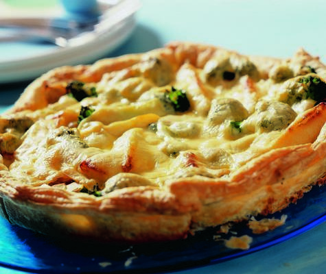 broccoli pie with pear and almond