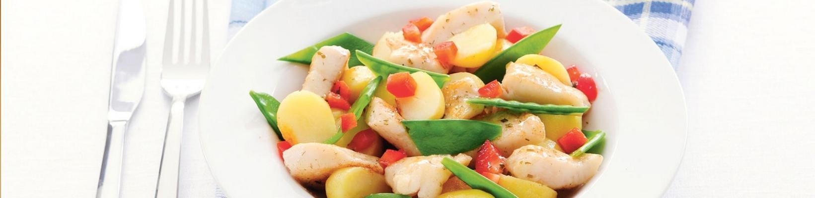 lukewarm potato salad with fish