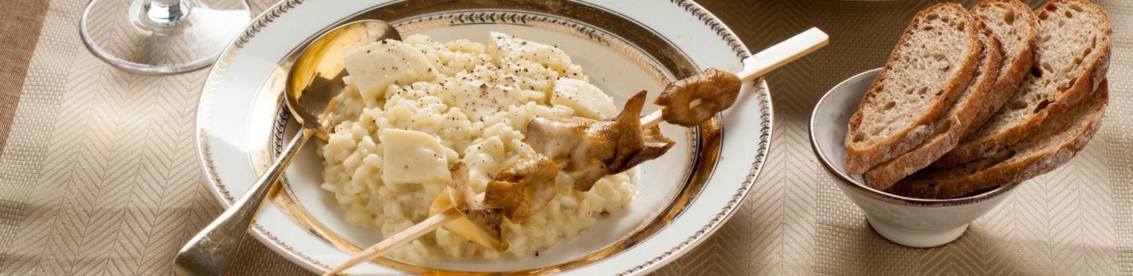 white risotto with oyster mushrooms
