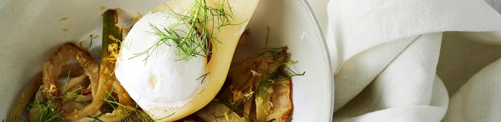 caramelized fennel with pear and ice cream
