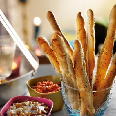 breadsticks with tapenades