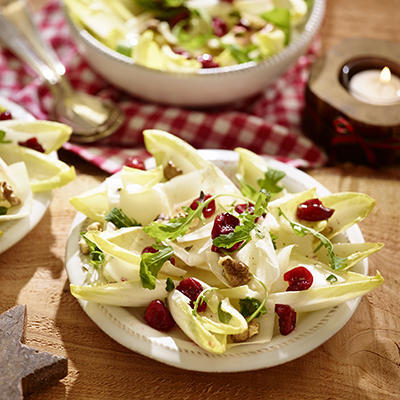chicory salad with roasted cranberries