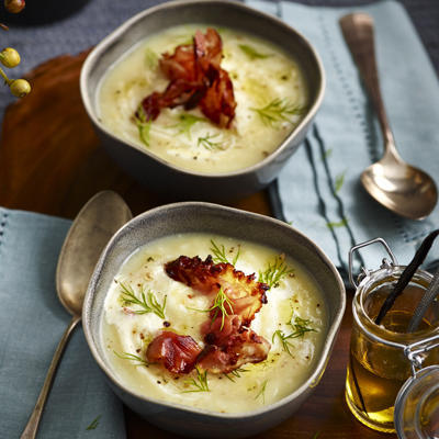 celeriac soup with fennel seed and ham