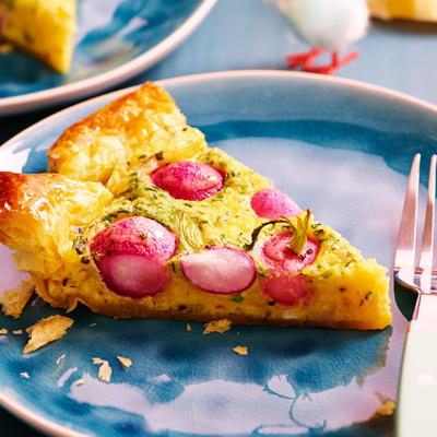 spring quiche with radishes