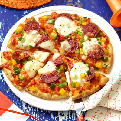 pizza with chorizo ​​and paprika