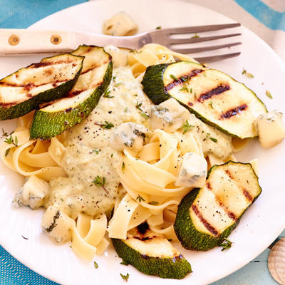 tagliatelle with creamy sauce of courgette and gorgonzola