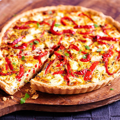 quiche with red pepper and goat's cheese
